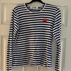 Comme des Garcons Blue and White Striped Shirt